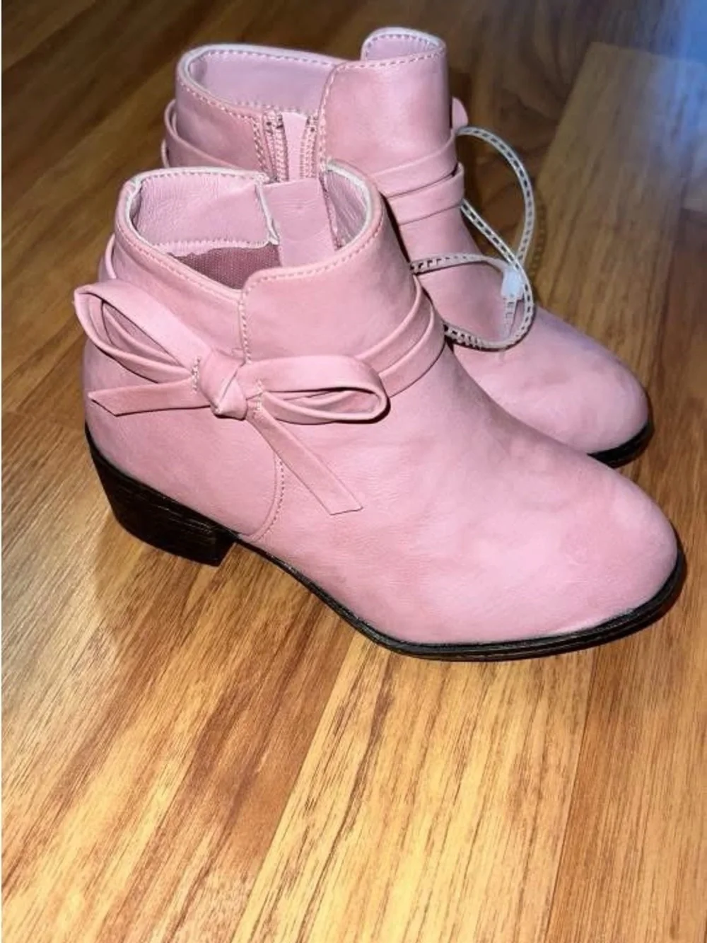 Link Kids Pink Ankle Boots with Side Bow